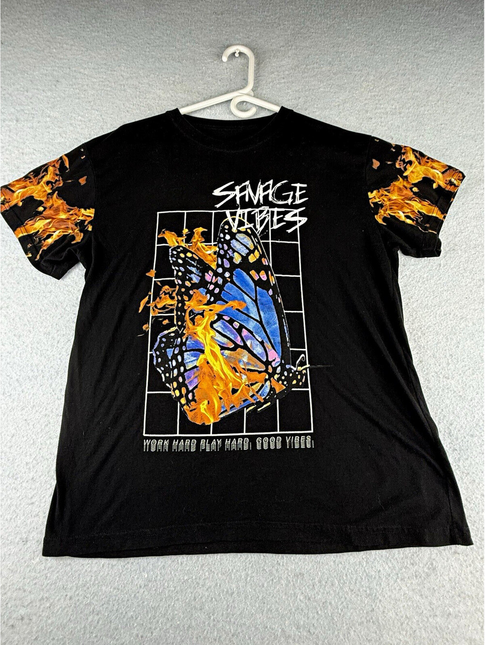 FRESH LAUNDRY Butterfly Flame Graphic Crew Neck Short Sleeve Tee Black Men's L